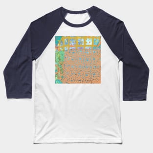 Terracotta Fiber Art Collage of waves on beach Baseball T-Shirt